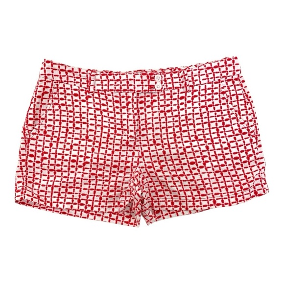 Vineyard Vines Red Tie Dye Ikat Square Print Shibori Shorts size 8 - Picture 1 of 6